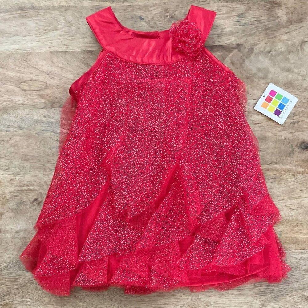 5/$20 NEW Girls 18M Sleeveless Sparkly Red Fishtail Dress